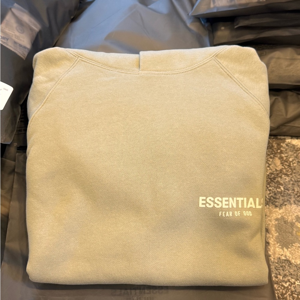 Size S BRAND NEW Fear of God Essentials seafoam Hoodie 100% Authentic Verified